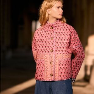 NWT Next Floral Gingham Print Quilted Reversible Printed Jacket